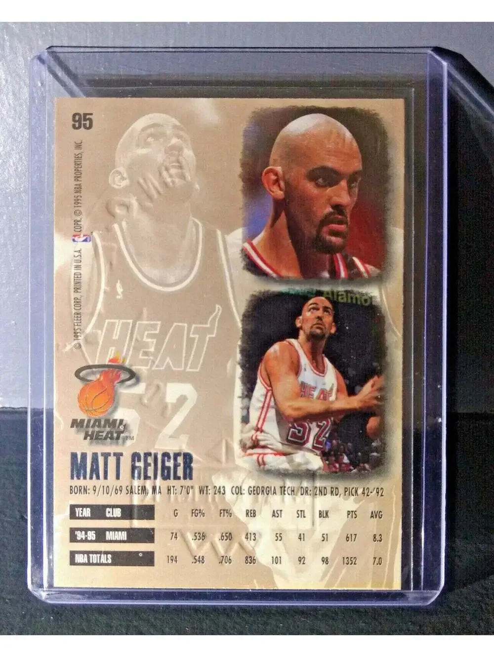 1995-96 Matt Geiger Fleer Ultra Gold Medallion #95 Basketball Card